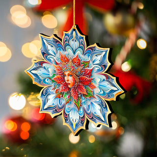 Snow Queen Snowflake Large Wooden Ornaments by G. Debrekht - Christmas Decor - 8688402M