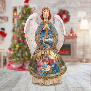 Nativity Angel Santa Hand-Painted WOODCARVED Masterpiece by G. DeBrekht - Nativity Holiday Decor - 251735