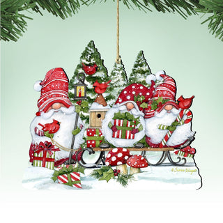 Christmas Gnome Wooden Ornament - Tree Ornament by Susan Winget - Christmas Santa and Snowman Decor - 8471109-SW