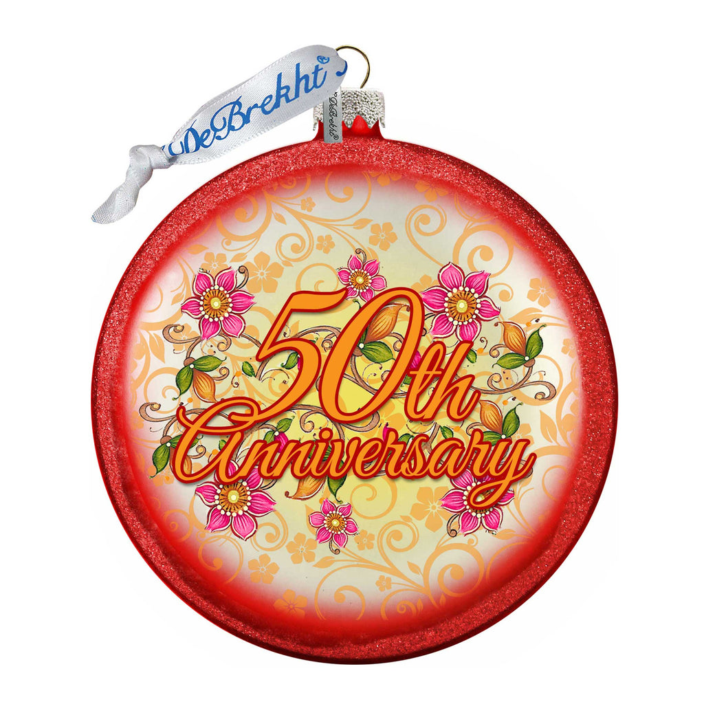 50th Wedding Anniversary Glass Ornament by G. Debrekht - Christmas Decor - 744-041
