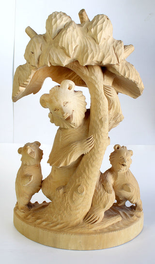 One-of-a-Kind Bear Family Wood Carved Figurine 18