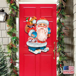 Coming to Town Santa Christmas Door Decor by G. DeBrekht - Christmas Santa Snowman Decor - 8117663H