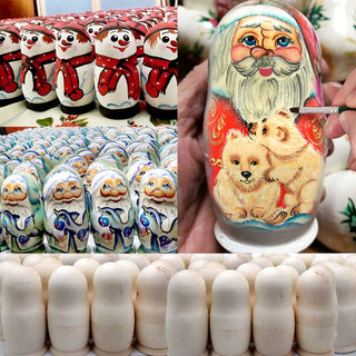 Bunny Matreshka Nesting Hand-Painted Doll Set of 5 by G. DeBrekht - Easter Spring Decor - 120058