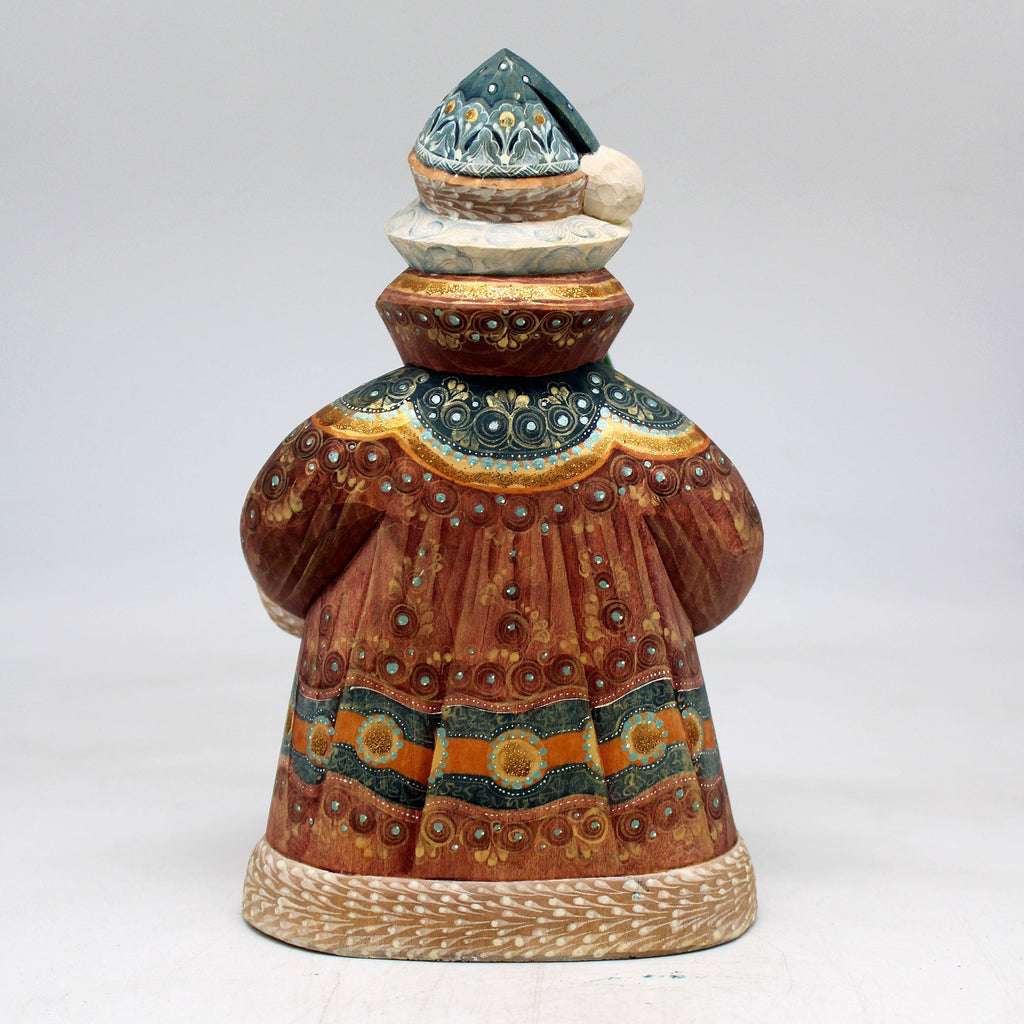 One-of-a-Kind Santa with Boy WOODCARVED Figurine 7x3x4.5