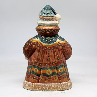 One-of-a-Kind Santa with Boy WOODCARVED Figurine 7x3x4.5