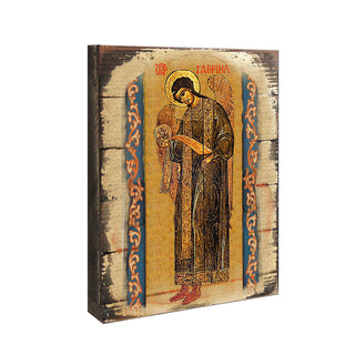 Saint Gabriel the Archangel Wooden Gold Plated Religious Christian Sacred Icon - Inspirational Icon Decor - 85041
