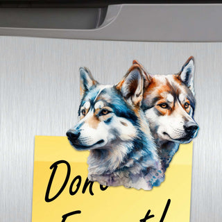 The Graceful Huskies Decorative Eco Wood Magnets Set of 6 by G. Debrekht - Wildlife Decor - 8090115G-S6