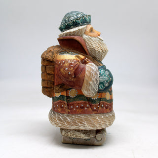 One-of-a-Kind Santa on Ski WOODCARVED Figurine 55x35x3 by GDeBrekht - Unique Handcrafted and Handpainted Collectible