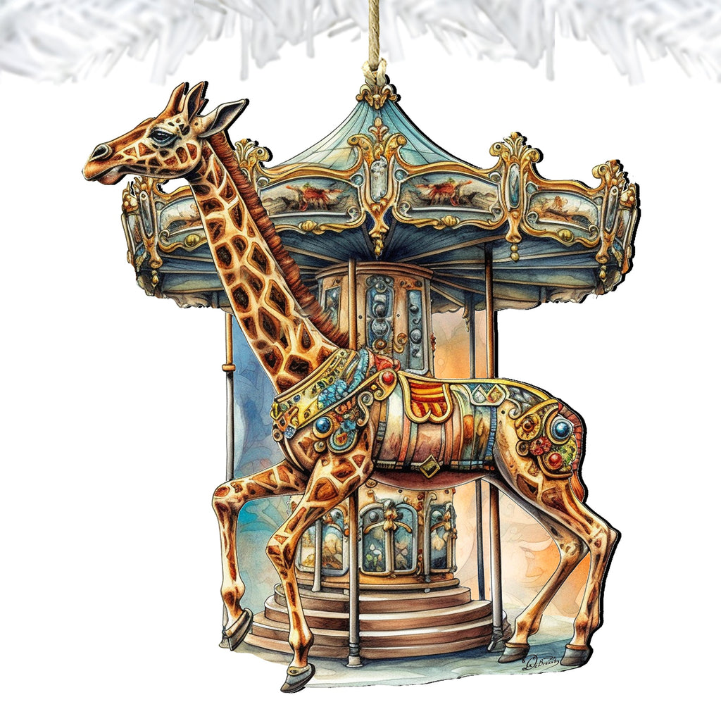 Carousel Giraffe Wooden Ornaments by G. Debrekht Christmas Decor - 8611028