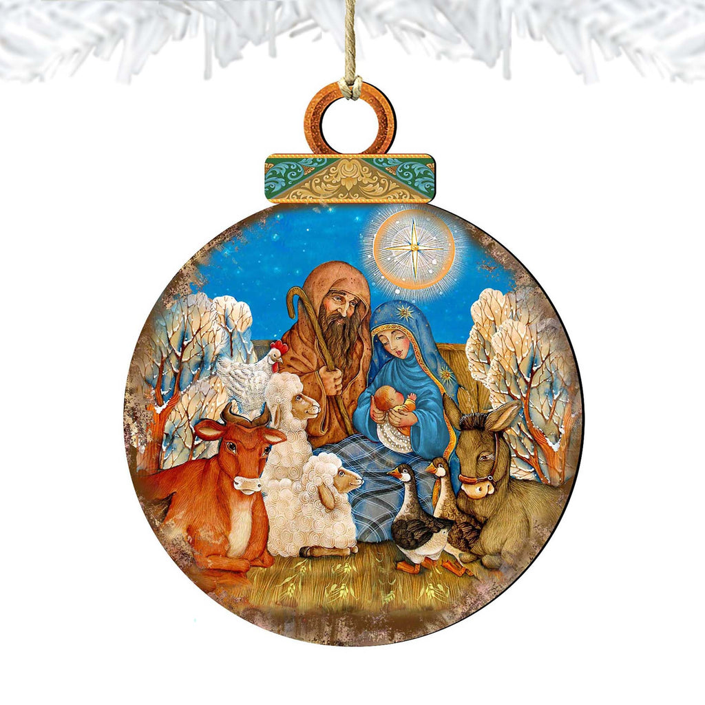 Nativity Ball Wooden Ornaments by Gelsinger - Nativity Holiday Decor - 8023852