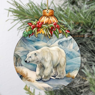 Arctic Glacier Polar Bear Wooden Ornaments by G.Debrekht - Wildlife Holiday Decor - 870021