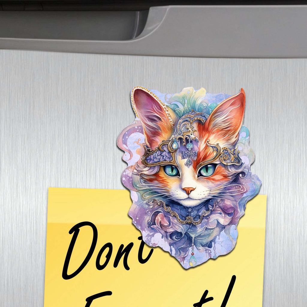 Cats Masks Decorative Eco Wood Magnets Set of 6 by G. Debrekht - Christmas Decor - 8090033G-S6