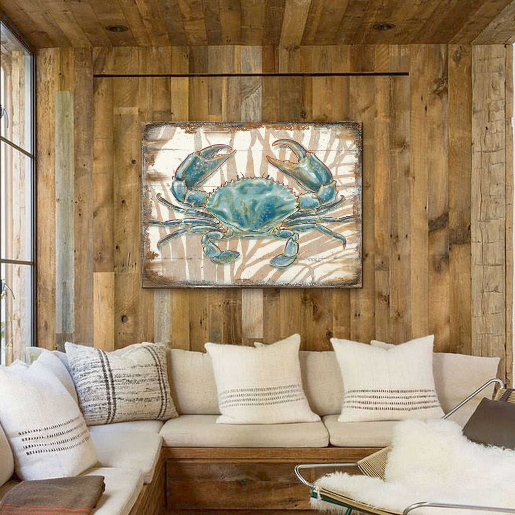 Tangerang Crab Wooden Coastal Wall Art by Nature Wonders - Coastal Sea-Life Decor - 95224-2B