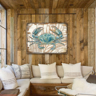 Tangerang Crab Wooden Coastal Wall Art by Nature Wonders - Coastal Sea-Life Decor - 95224-2B