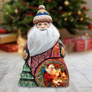 House Warming Santa Hand-Painted WOODCARVED Masterpiece Figurine by G. DeBrekht - Christmas Decor - 8206017-DG