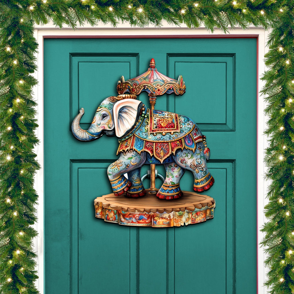 Carousel Elephant Holiday Door Decor by G. Debrekht - Christmas Decor - 8611029-2H