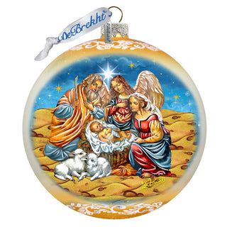 Regal Nativity Lg Glass Ornament in Gold by G.Debrekht - Christmas Decor - 73928G