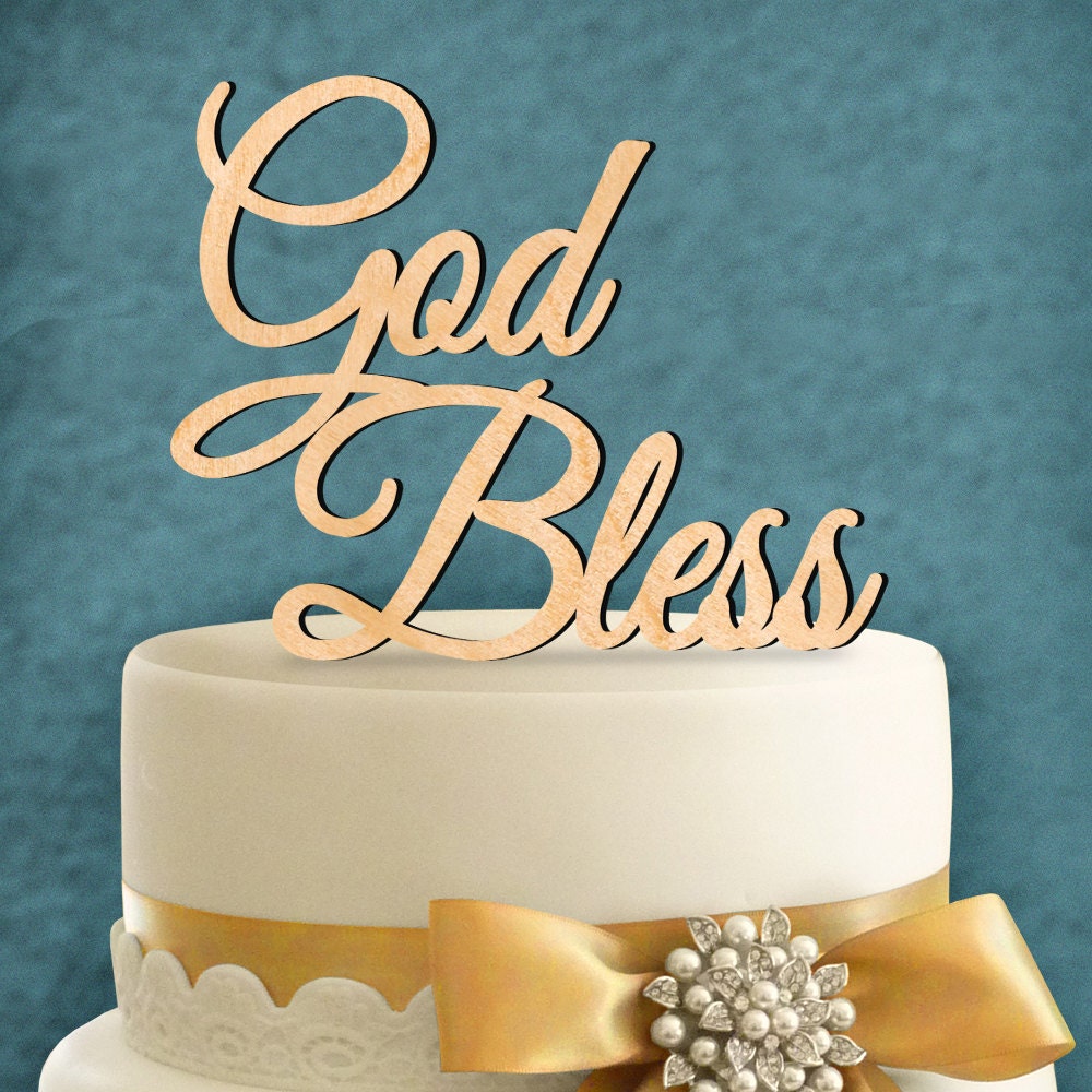 Wooden GOD BLESS Cake Topper COMMUNION Confirmation Cake Topper #94133