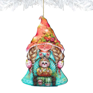 Gnome Girl with Bunny Wooden Ornaments by Jamie Mills-Price - Easter Spring Decor - 8457610