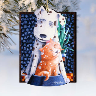 Friendship Wooden Ornaments Pets by Laura Seeley - Pets Dog and Cats Decor - 8511012-LS