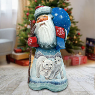 Polar Bears Santa Hand-Painted WOODCARVED Masterpiece by G. DeBrekht - Wildlife Holiday Decor - 8215098 *** PRE-ORDER - Handmade Just for You! ***
