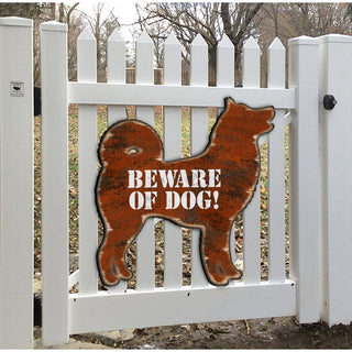 Beware of Dog! Brown Puppy House Number Sign - Nature Wildlife Decor - Handcrafted Wooden Address Sign - MA991242