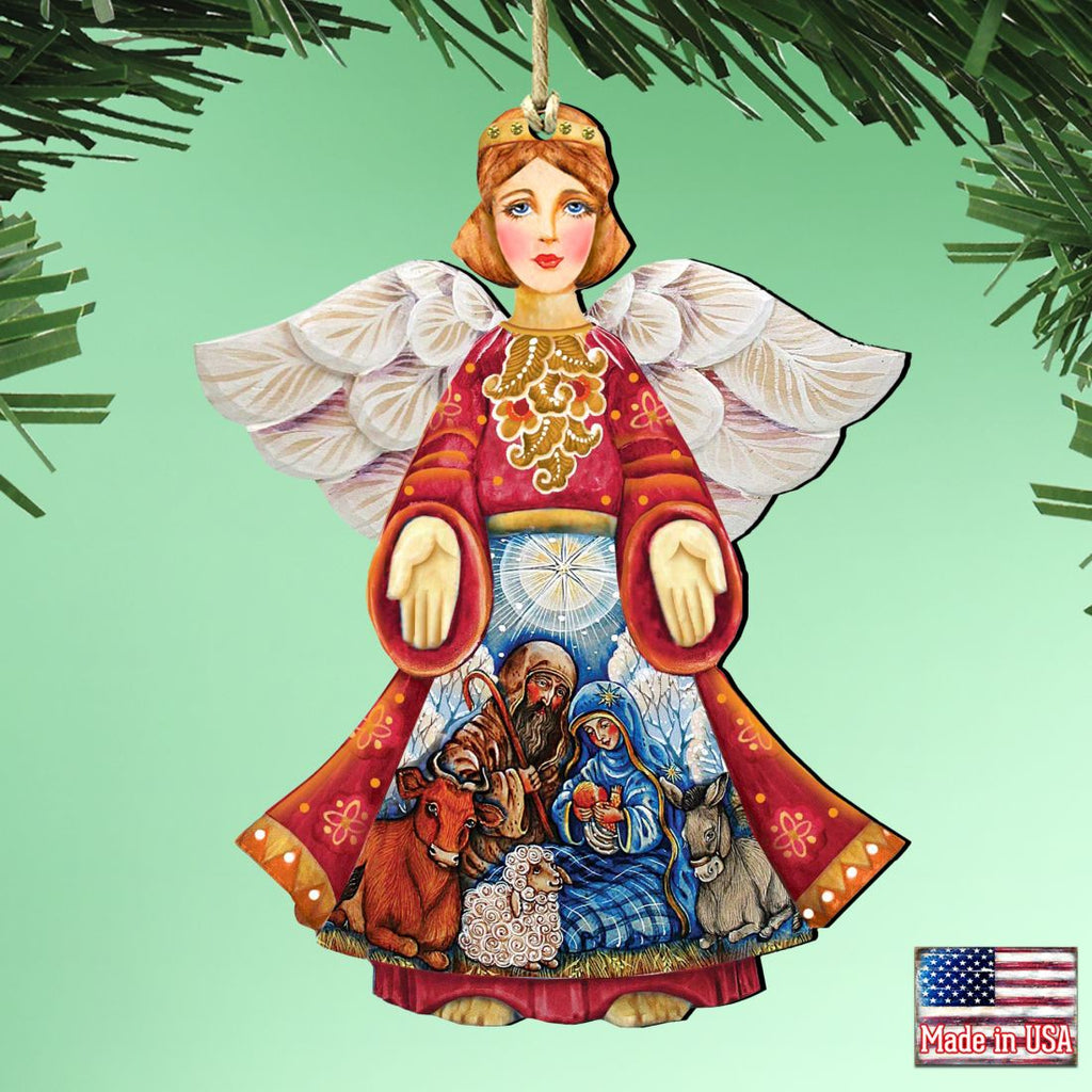 Nativity Christmas Angel Wooden Ornaments by G. DeBrekht - Nativity Holiday Decor - 8152722