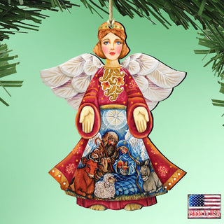 Nativity Christmas Angel Wooden Ornaments by G. DeBrekht - Nativity Holiday Decor - 8152722