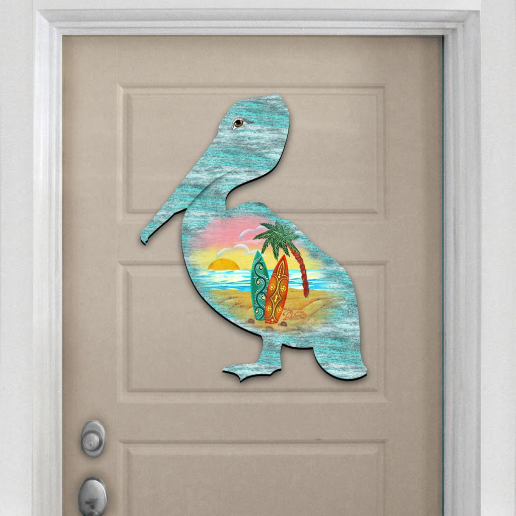 Pelican Decorative Coastal Door Decor by G. DeBrekht - Coastal Holiday Decor - 8198543H