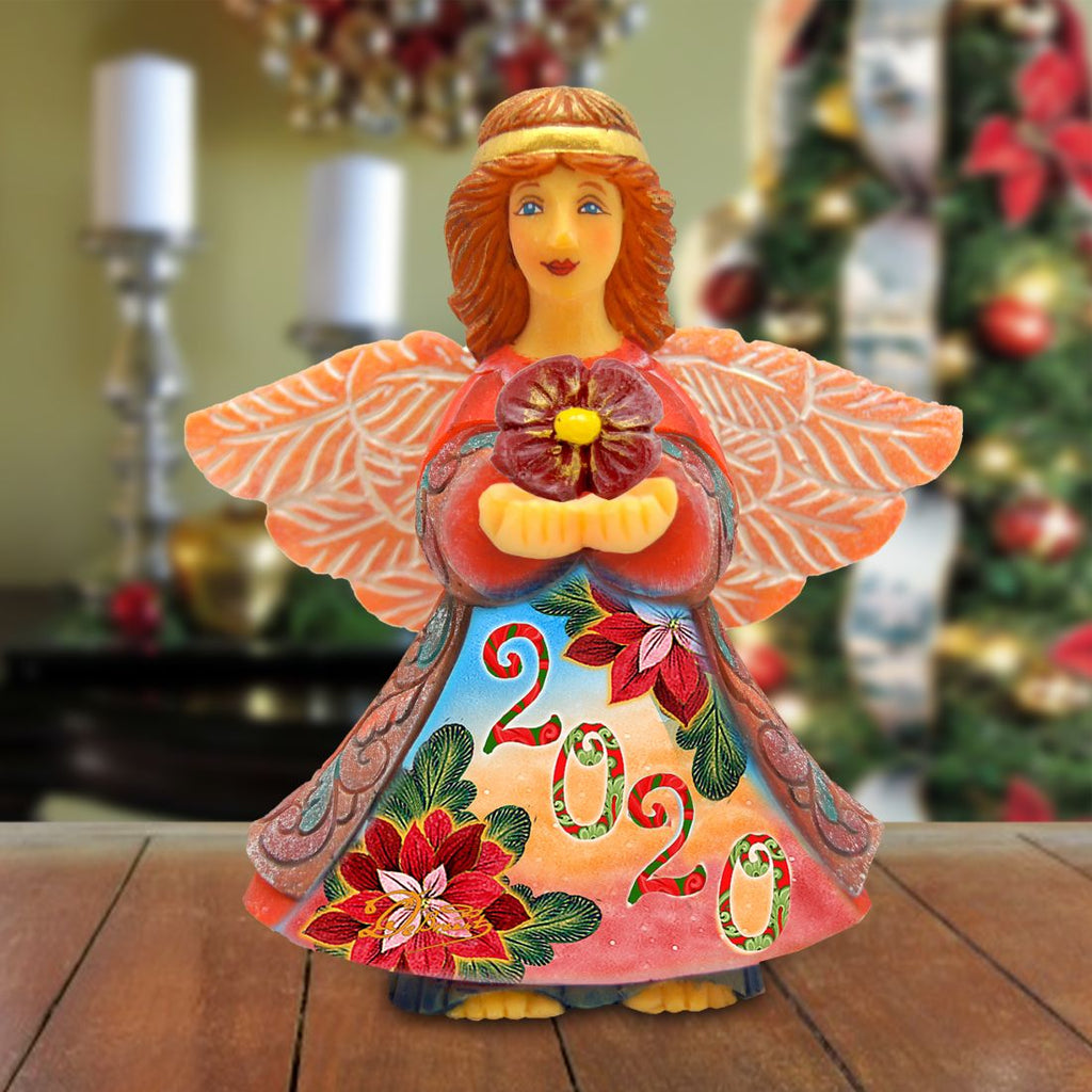 Dated Prosperity Angel Gift Giver Handcrafted Christmas Figurine - G. DeBrekht - Nativity Holiday Decor - 516651D
