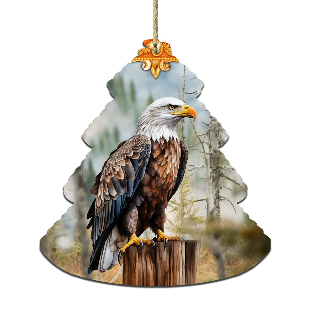 Alaskan Bald Eagle Tree Wooden Ornaments by G.Debrekht - Wildlife Holiday Decor - 870007