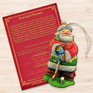 Golfer Santa Christmas Wooden Ornaments by G. DeBrekht - Christmas Santa Snowman Decor - 8157675