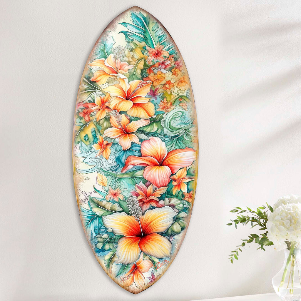 Bloom Harmony Surfboard Coastal Wall Art by G. DeBrekht - Coastal Holiday Decor - 8490132HS