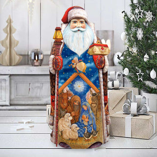 Nativity devotional Santa Hand-Painted WOODCARVED Masterpiece by G. DeBrekht - Nativity Holiday Decor - 215510