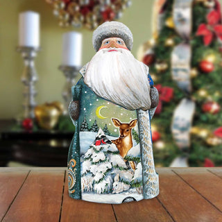 Santa Peaceful Fawn Hand-Painted WOODCARVED Masterpiece by G. DeBrekht - Wildlife Holiday Decor - 8215946