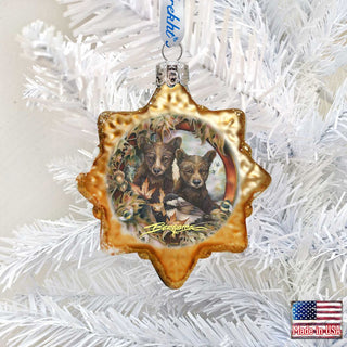Simple Joys Black Bear Cubs Mercury Glass Ornament by J. Bergsma - Wildlife Holiday Decor - 7783850-JB
