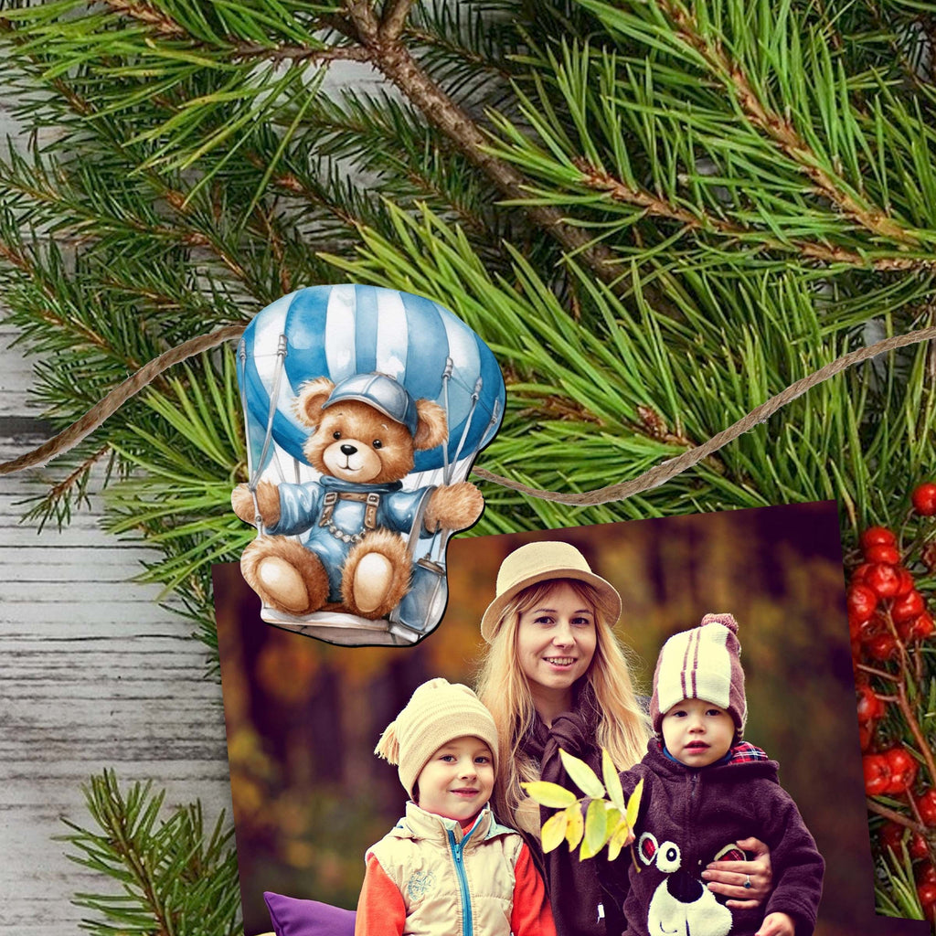 Aviator Teddy Bear Clip-On Eco Wood Decorative Ornaments Set of 6 by G. Debrekht - Christmas Decor - 8090010C-S6