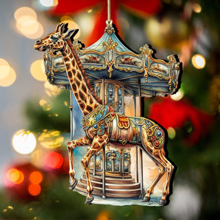 Carousel Giraffe Wooden Ornaments by G. Debrekht Christmas Decor - 8611028