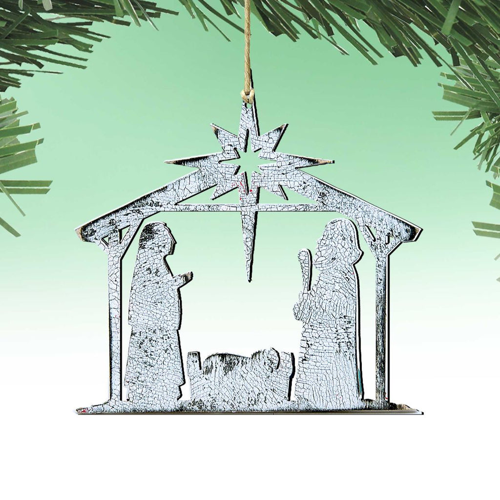 Rustic Rising Star Nativity Wooden Ornaments by G. DeBrekht - Nativity Holiday Decor - 8198851