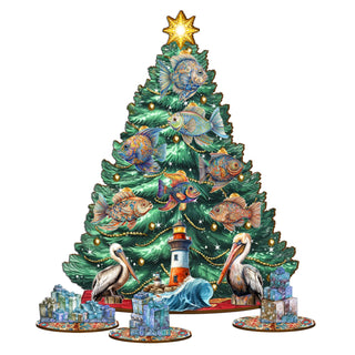Coastal Christmas Tree Eco Wood Set by G.DeBrekht Christmas Decor - 8091514