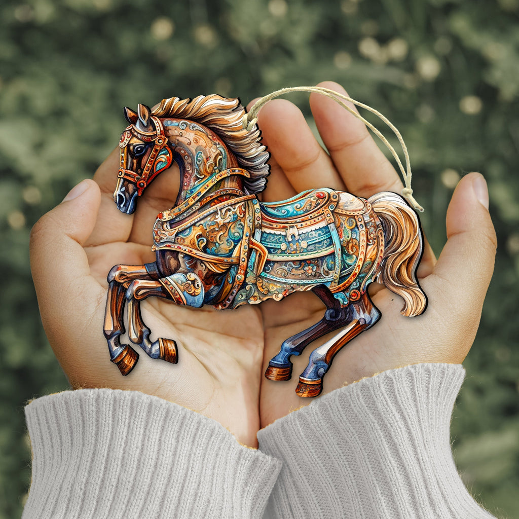 Carousel Horse Wooden Ornaments by G. Debrekht - Christmas Decor - 8100193-1