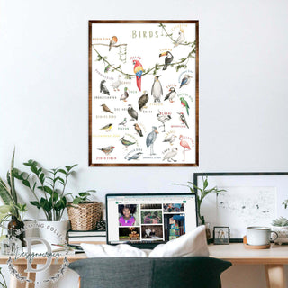 Nature Birds Wooden Wall Decor - Kids room decor - First day of school gift - ABC 123 Kids - Homeschool I Educational Poster - Art for kids - Alphabet - Classroom Decor - 310214