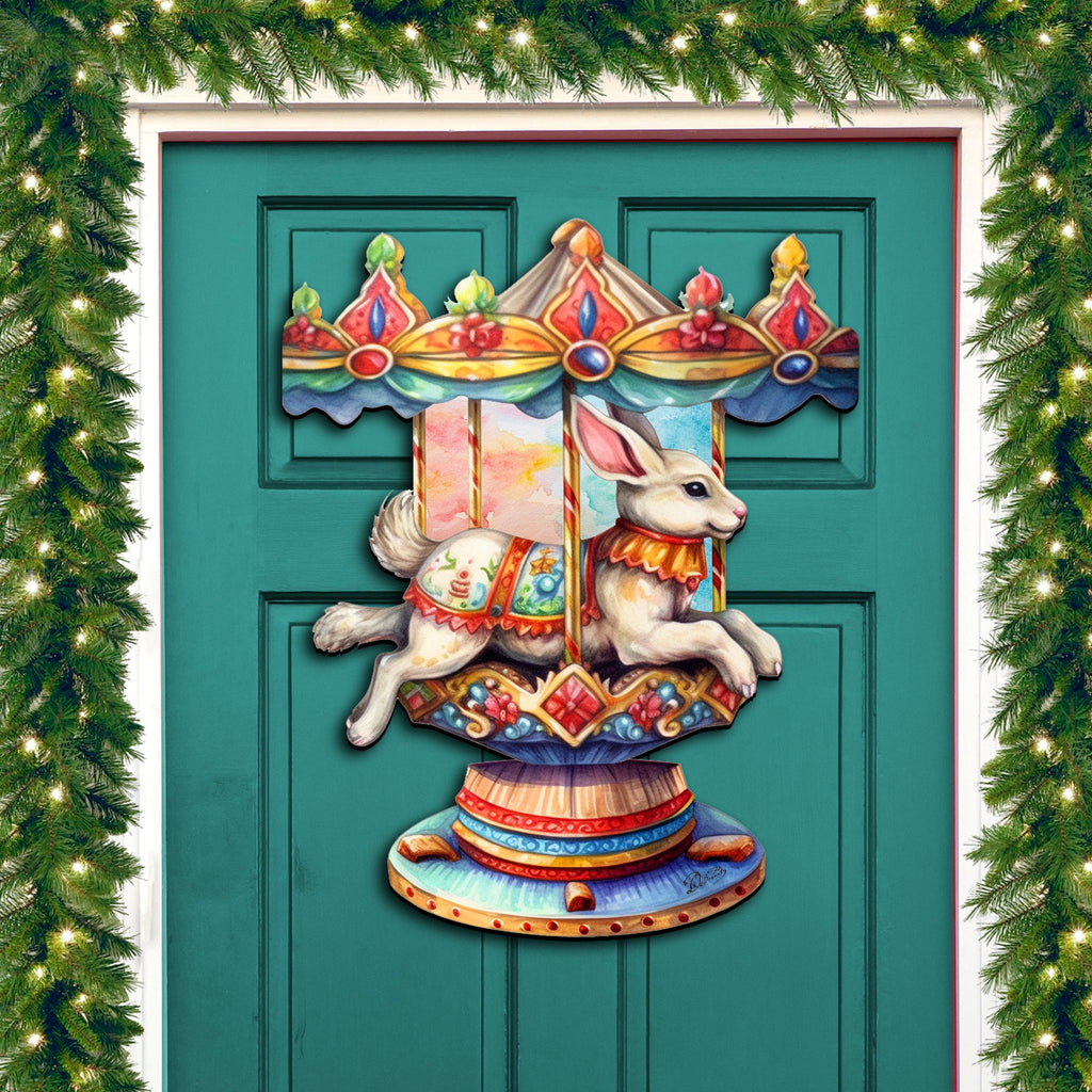 Carousel Bunny Holiday Door Decor by G. Debrekht - Christmas Decor - 8611026H