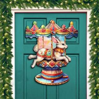 Carousel Bunny Holiday Door Decor by G. Debrekht - Christmas Decor - 8611026H