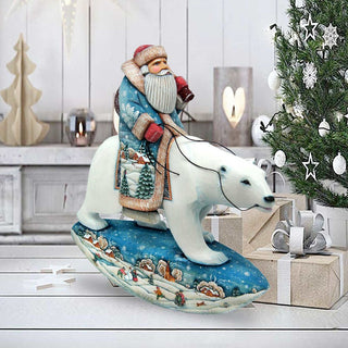 Polar Bear Santa Hand-Painted WOODCARVED Masterpiece by G. DeBrekht - Wildlife Holiday Decor - 216382 *** PRE-ORDER - Handmade Just for You! ***