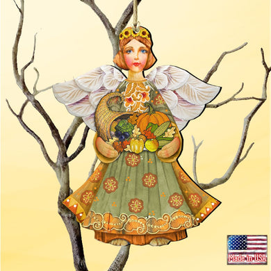 Fall Angel Wooden Ornaments by G. DeBrekht - Thanksgiving Halloween Decor - 8155232