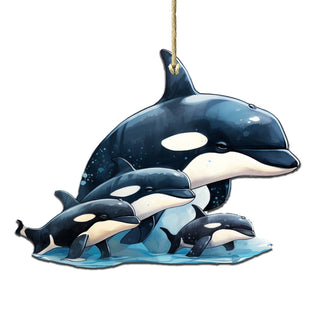 Orca's Family Wooden Ornaments by G.Debrekht - Wildlife Holiday Decor - 8710102-2
