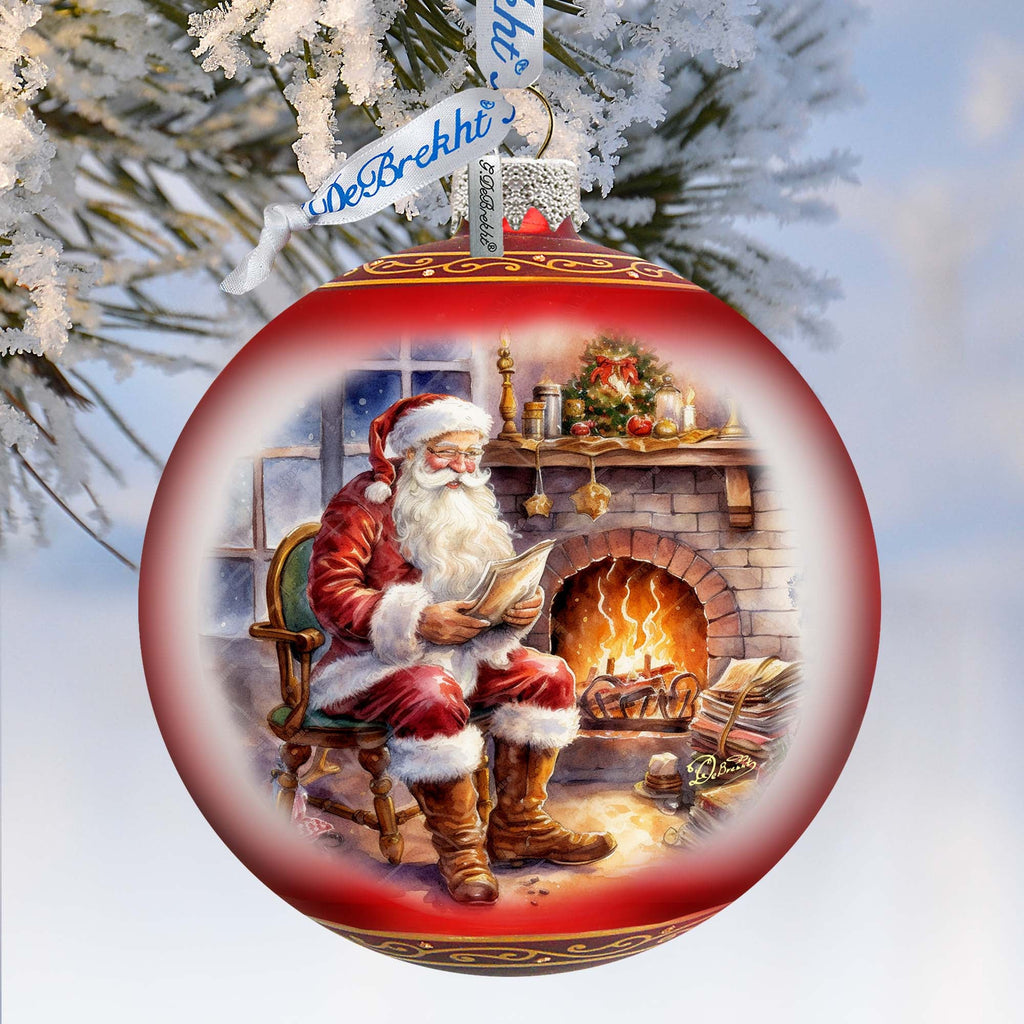 St. Nicks Nook Lg Glass Ornament by G.Debrekht - Christmas Santa Snowman Decor - 73960
