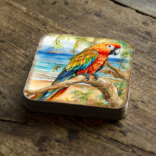 Parrots Wooden Cork Coasters Gift Set of 4 by G. Debrekht - Coastal Holiday Decor - 8199451C-S4