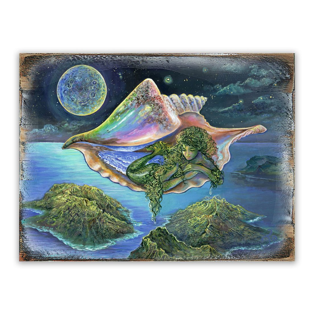 Sea View Fantasy Wooden Wall Art by Josephine Wall - Fantasy Decor - 852136-JW